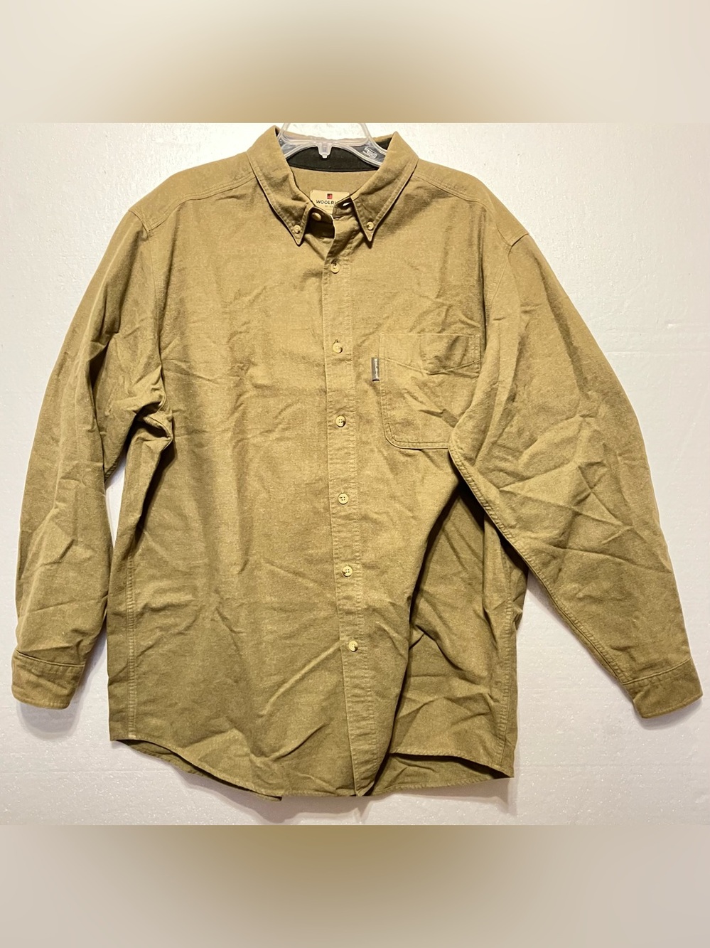 Woolrich XL Olive Button-Down Cotton Long Sleeve Shirt